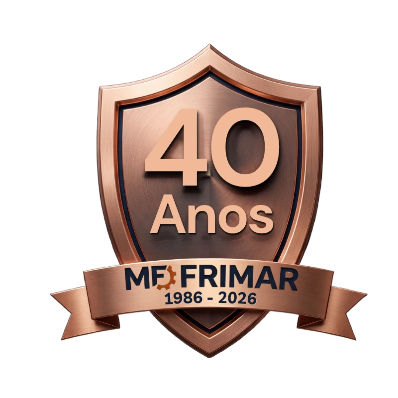 Selo de 40 anos da MF Frimar, de 1986 a 2026